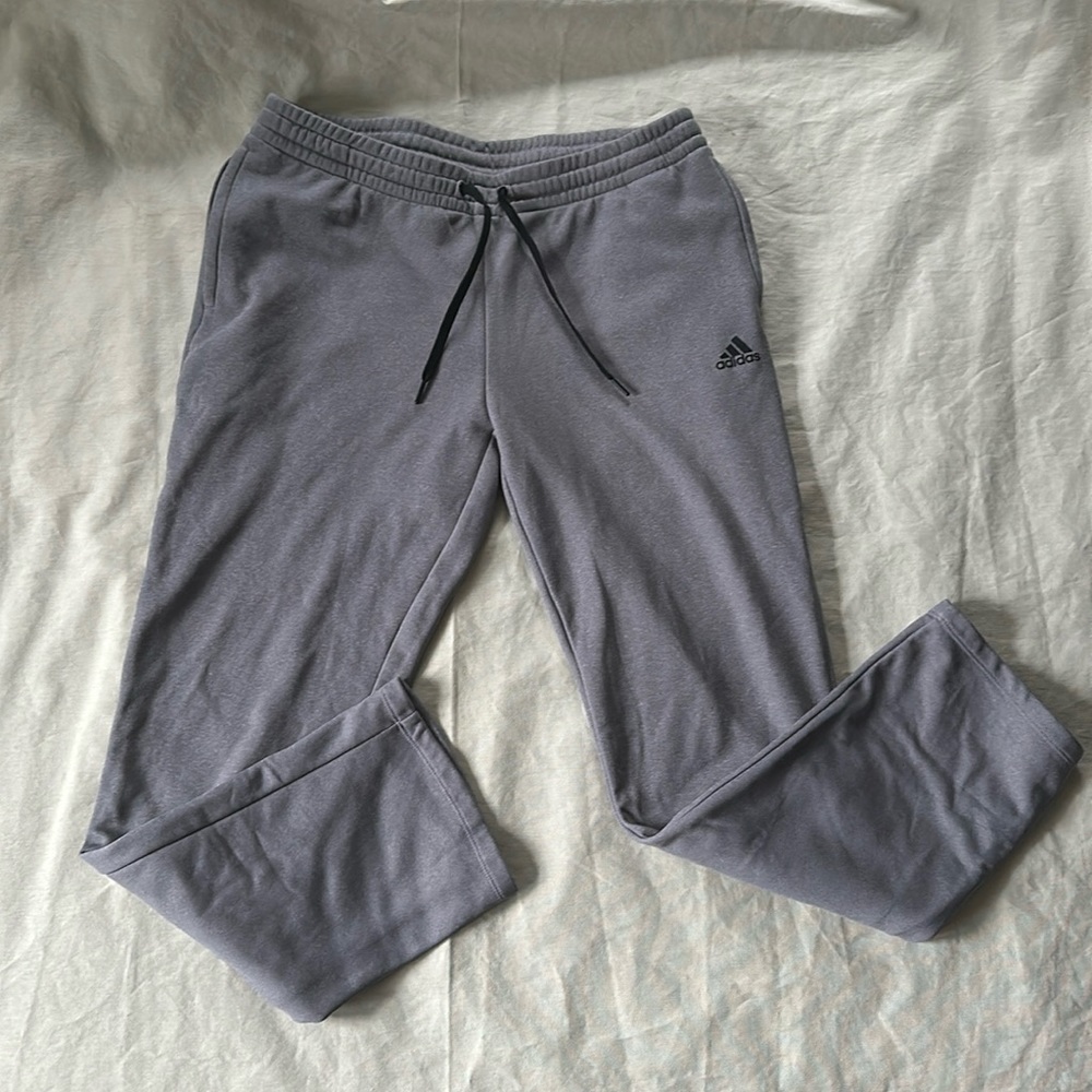 Gray, fleece drawstring Adidas sweats style pants